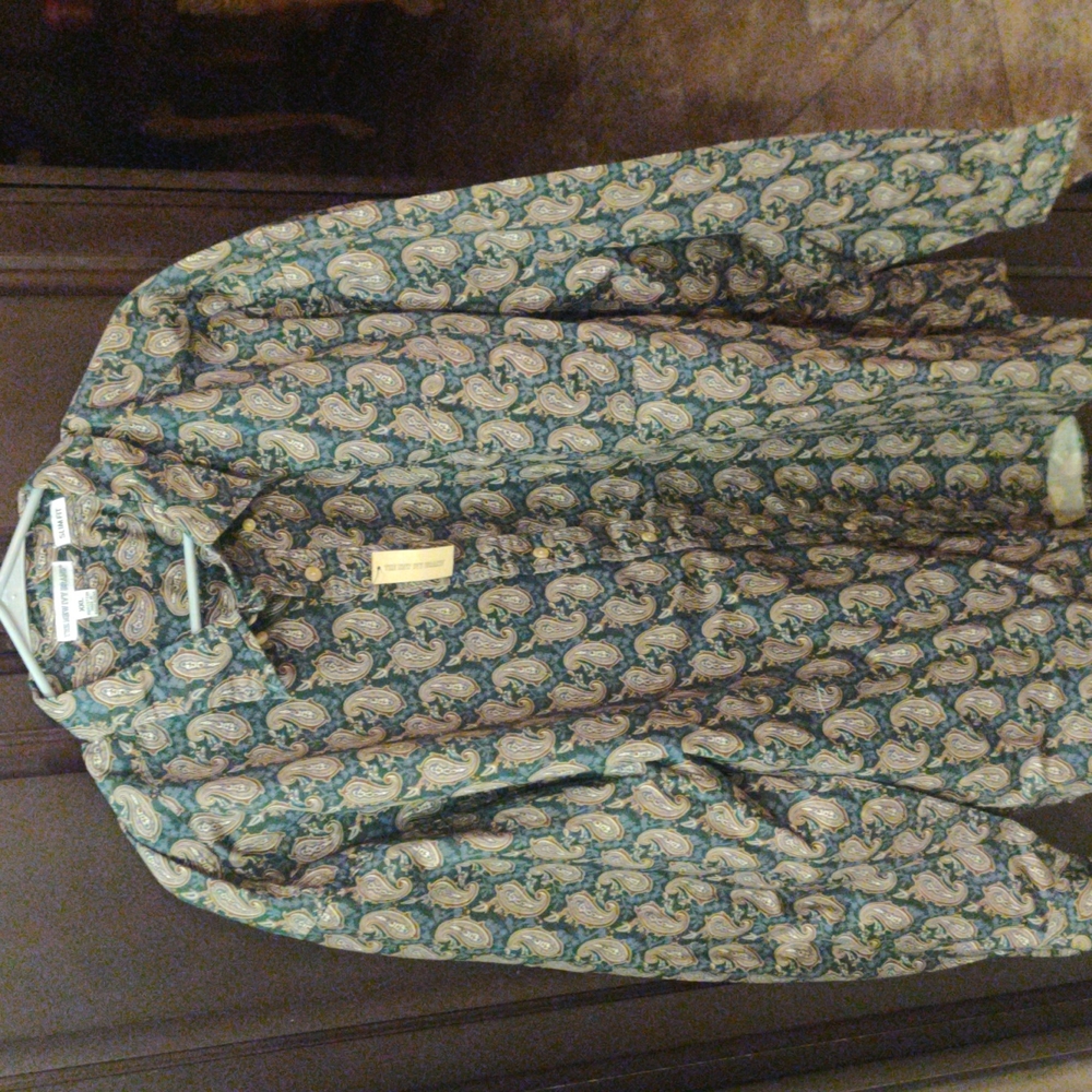 New Big Man New Ivy Brand, XXL Slim Fit, Green, Burgundy Paisley, Long Sleeve,